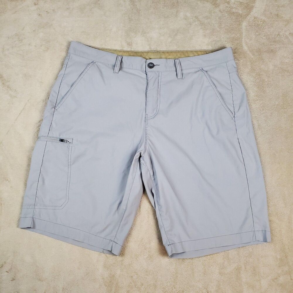 Eddie Bauer Cargo Shorts Mens 36 Gray Nylon Stretch Lightweight Outdoor Travel